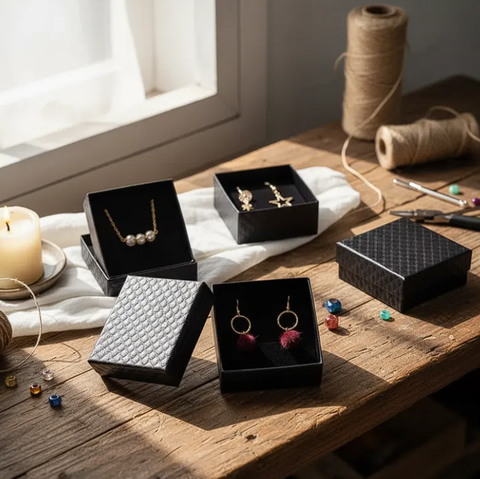Set 12 cajas de Regalo Negras para Joyas, Collares o Anillos